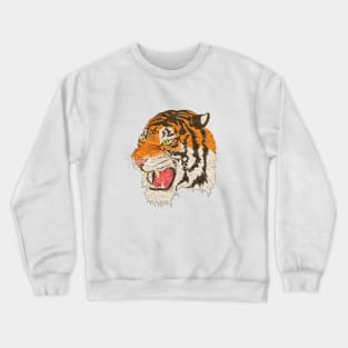 Big Paper Tiger Japanese Drawing Cool White Crewneck Sweatshirt